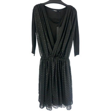 Robe sexy noire à col en V profond